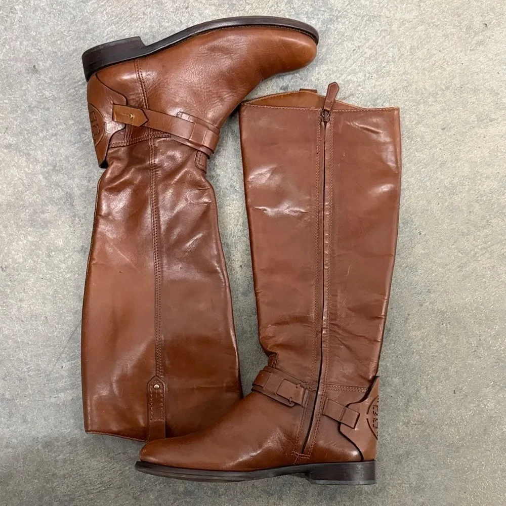 Tory Burch Chestnut Leather Tall Boots